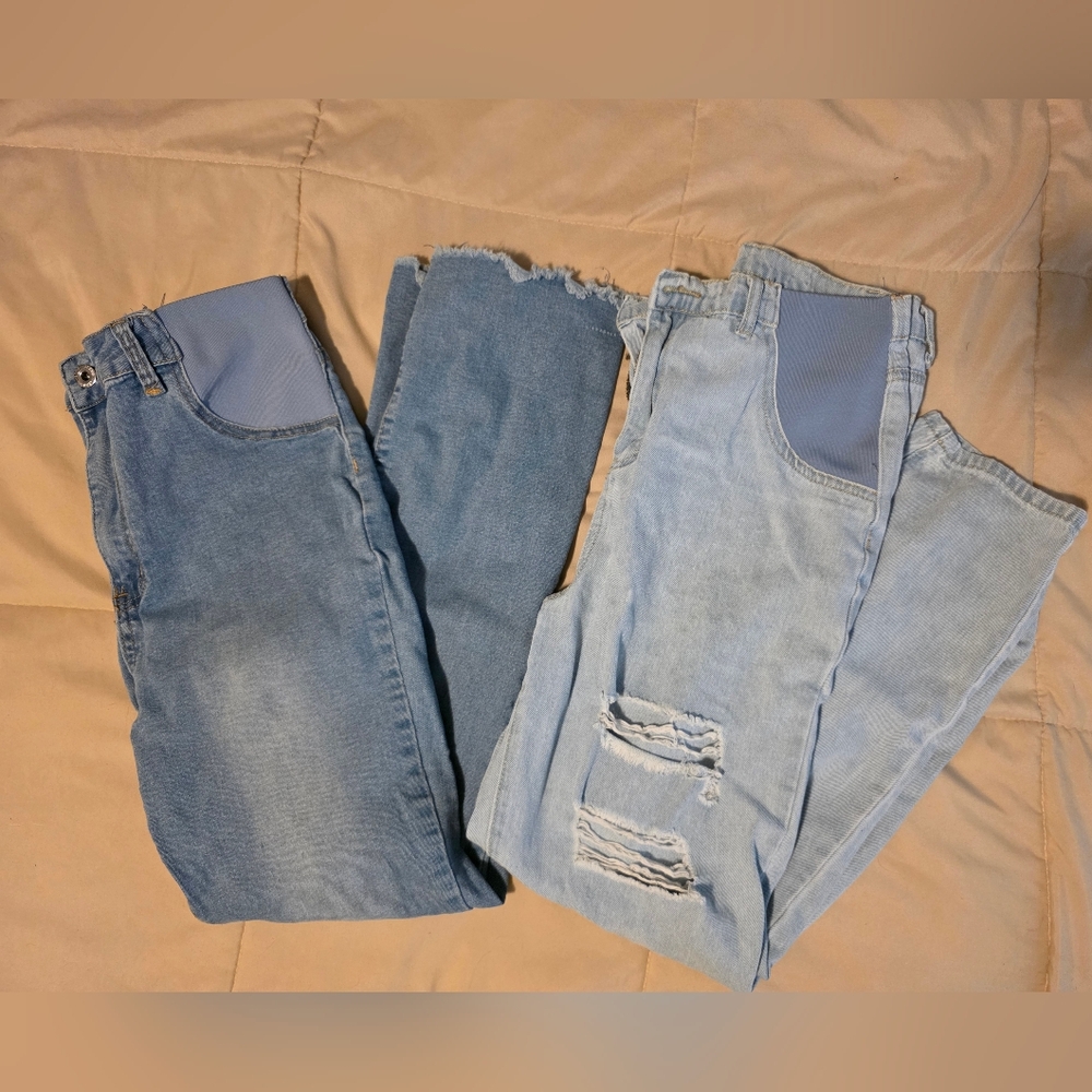 SHEIN Blue Ankle Cropped Jeans